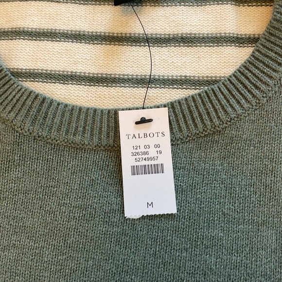 Talbots striped sweater, size M, Green & cream, NWT - Picture 10 of 10